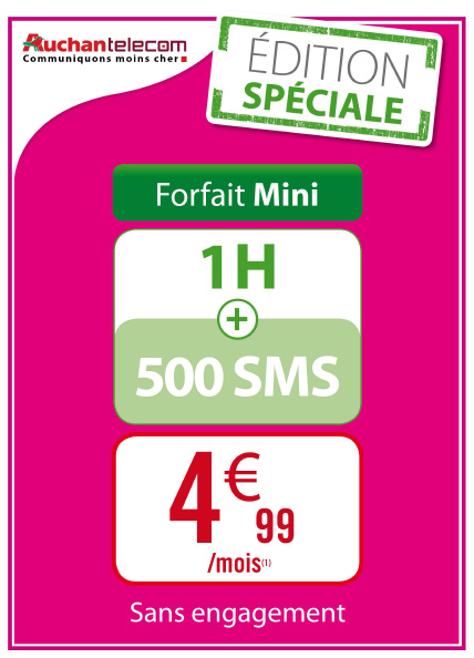 Auchan Telecom lance son Edition spéciale avec 1h d'appels à 4.99 € par mois Auchan Telecom lance son Edition spéciale avec 1h d'appels à 4.99 € par mois
