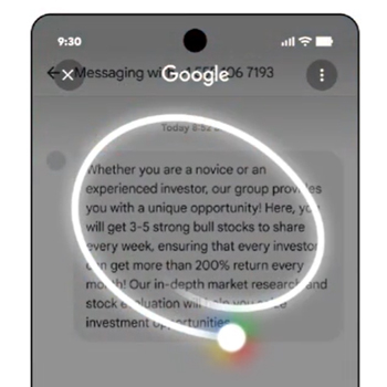 Messages frauduleux Google renforce Android et iOS Circle to Search un v�ritable bouclier anti-arnaques